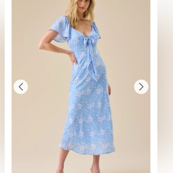 Altar'd State Dresses & Skirts - Altar'd State Sky Blue Floral Tie-Front Midi Dress